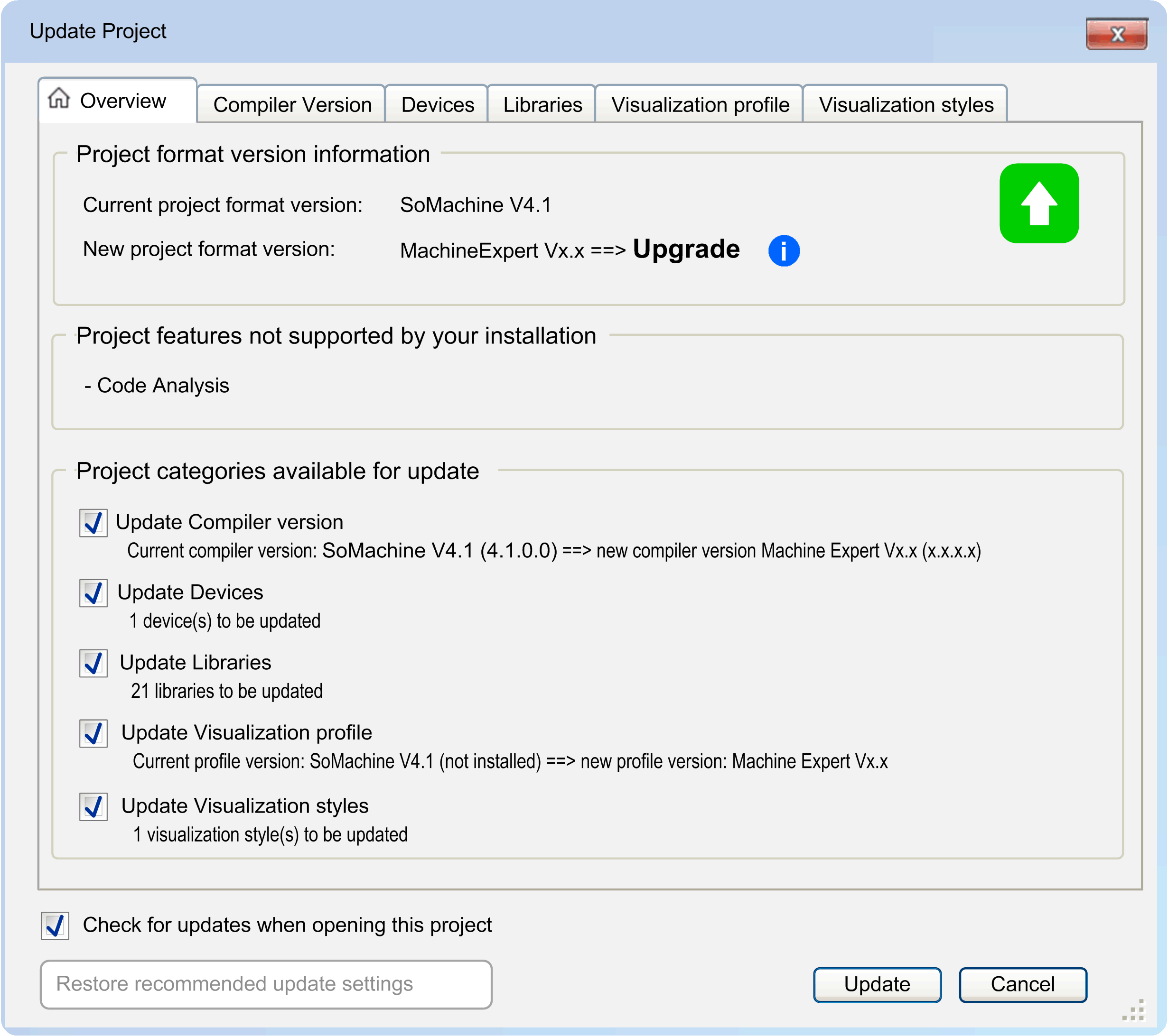 Using Existing SoMachine, SoMachine Motion or EcoStruxure Machine